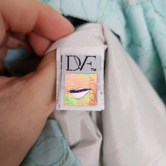 Diane Von Furstenberg Lace Mini Floral Dress 0 Mint Green Wedding Party Cocktail - Picture 7 of 11